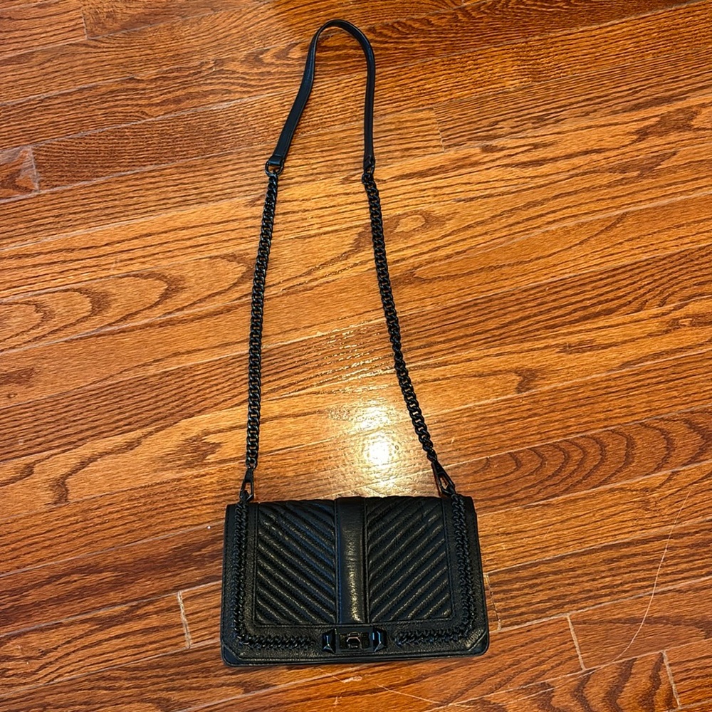 Rebecca Minkoff Chevron Black Leather Crossbody Purse